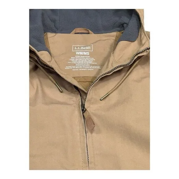 LL Bean Khaki Workwear Jacket with quilted lining Unisex Mens Small Wmns Medium